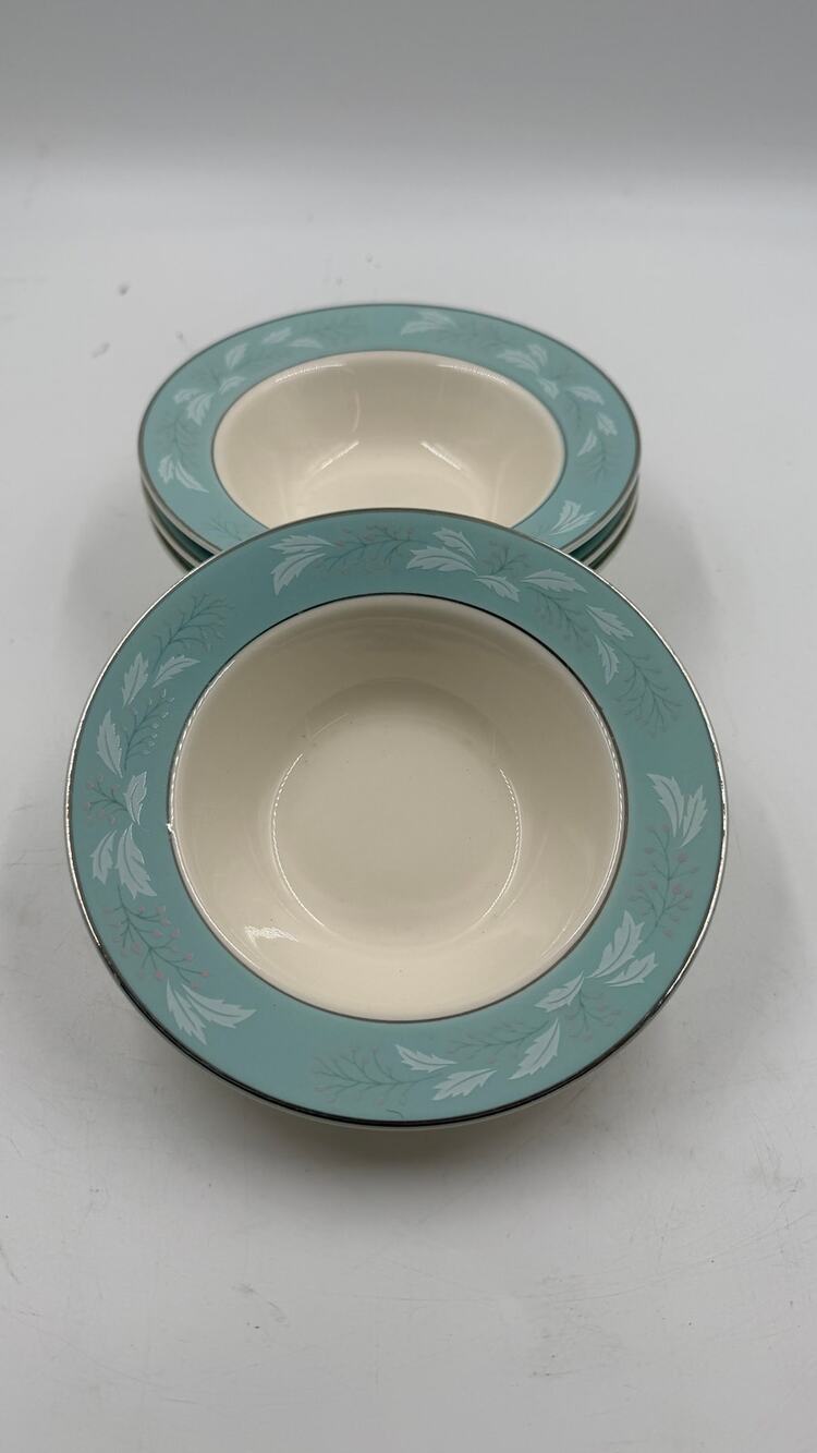 Vintage Homer Laughlin Romance Turquoise-Eggshell Cavalier- Set of 4 Fruit Bowls